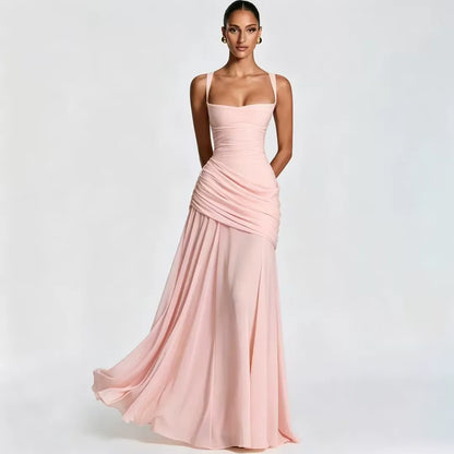 ENIE | Vestido largo con escote cuadrado fruncido